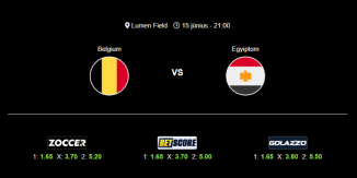 Foci Tippek: Belgium - Egyiptom 2026. június 15. - Világbajnokság 2026